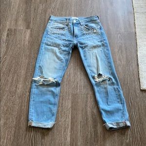 Zara pearl embellished loose fit jeans
